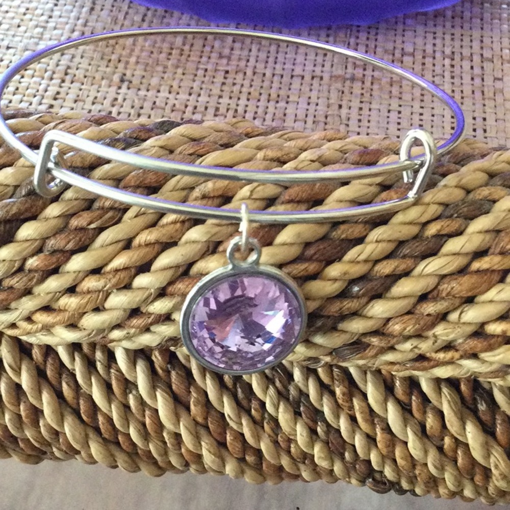 Lavender pink Swarovski gem  bracelet silver
